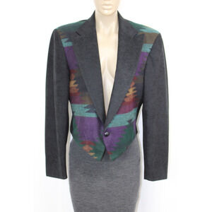 VTG PAGANO WEST Southwestern Blazer Jacket Blanket Pattern Western Women's 8/10